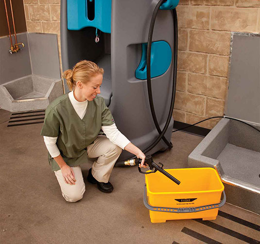 Orbio 5000-Sc Solution Generator filling up a bucket.